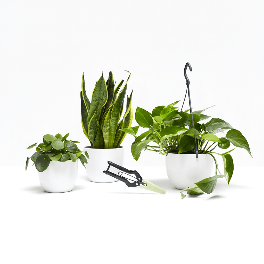 Propagation Plants Set (Pilea 15 - 20cm, Hanging Money Plant 20 - 30cm, Snake Plant 20 - 25cm) - Greensouq -