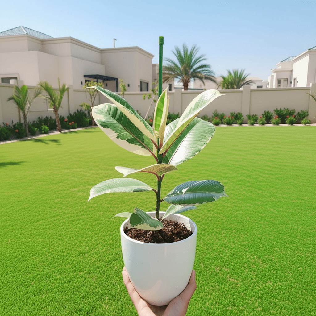 Variegated Rubber Plant | Ficus Elastica Tineke - Greensouq -