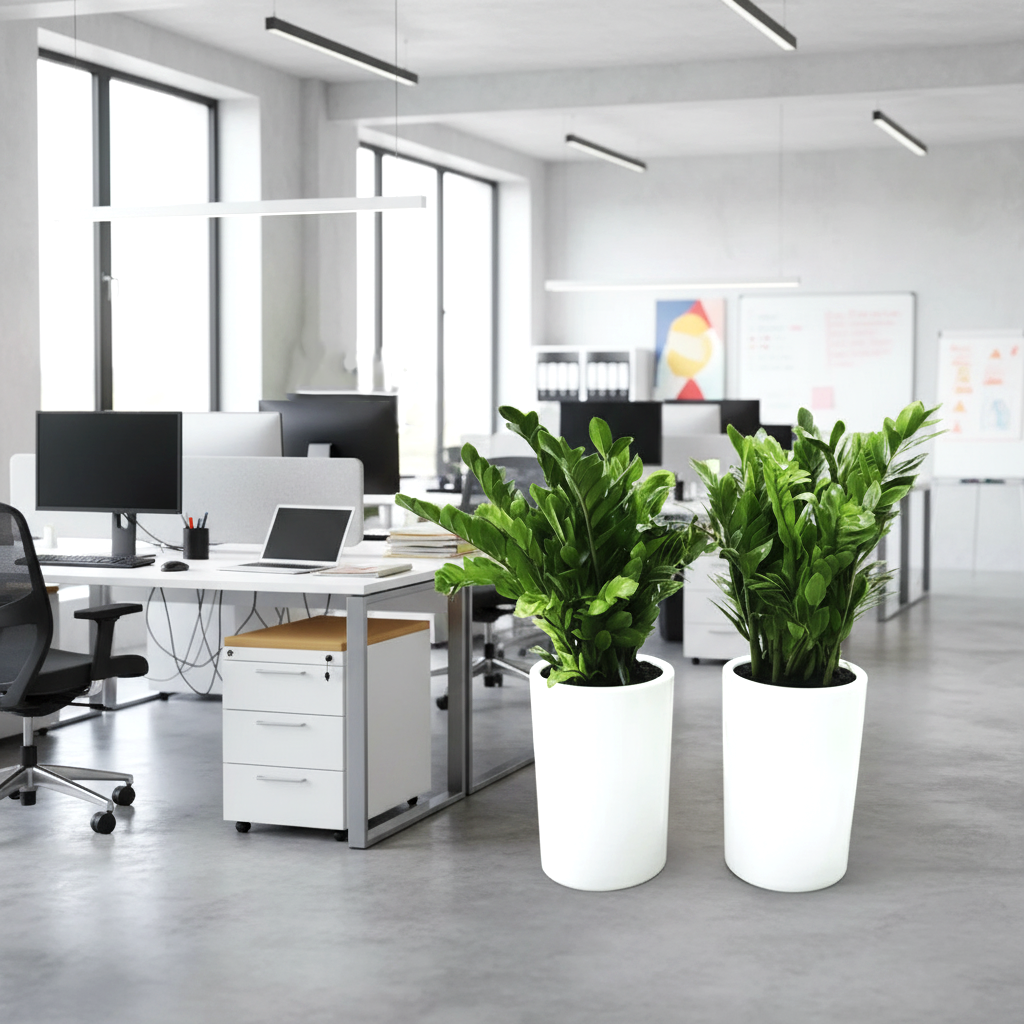 Office Plant Zz Bundle in Ceramic Pot Small  (2xZZ Plants 0.6-0.8m)