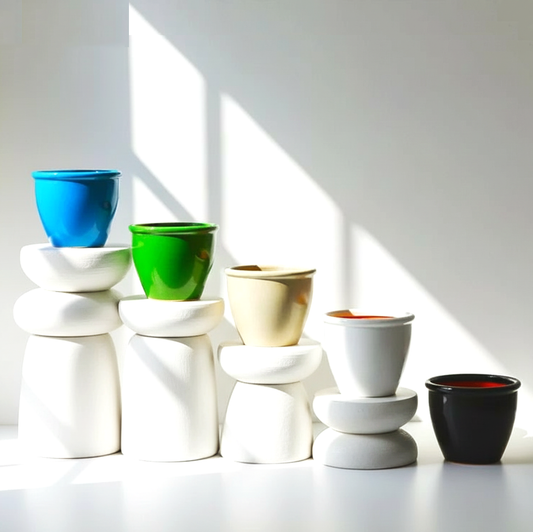 Rolled Rim Pot Outdoor Ceramic Pot, Trendy Outdoor Pot (Multi-colour)
