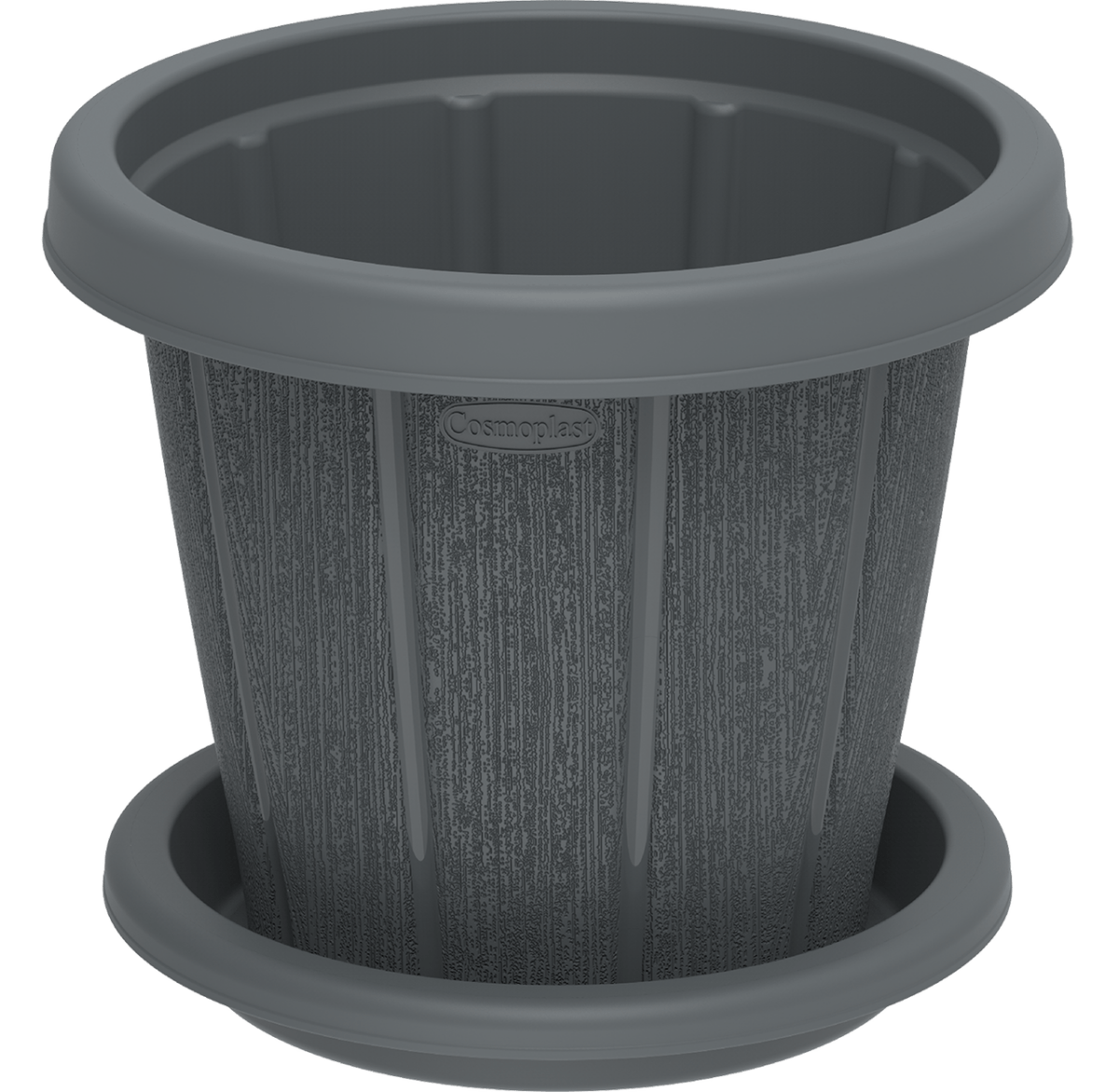 Cosmoplast Cedargrain Flower Pot W/Tray - Greensouq - 