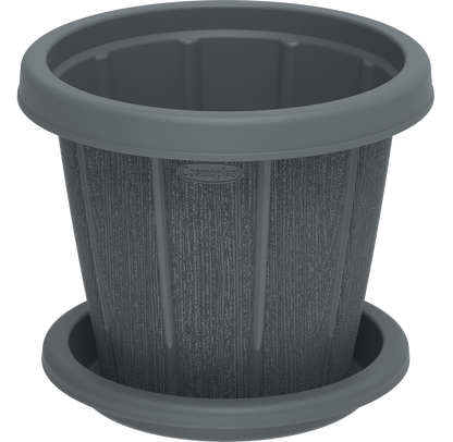 Cosmoplast Cedargrain Flower Pot W/Tray - Greensouq - 