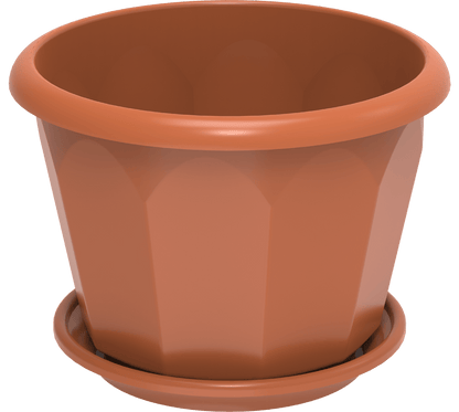 Cosmoplast Hexagonal Flower Pot W/Tray - Greensouq - 