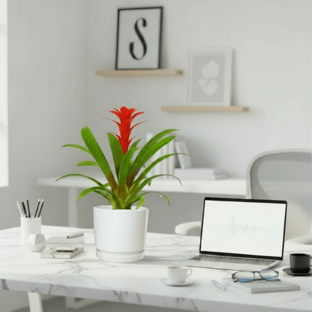 Guzmania Red and Yellow Plants or Scarlet Star in Ceramic Pot - Greensouq - 