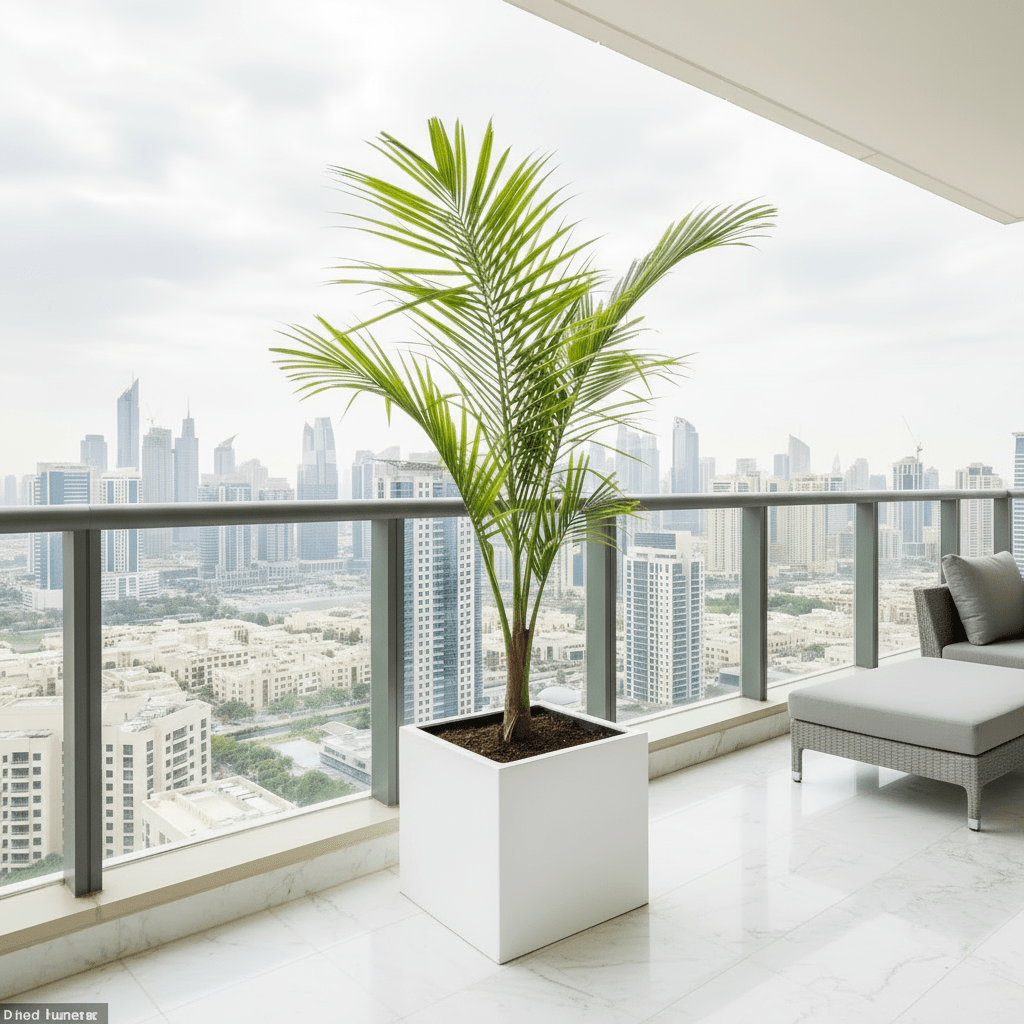 Large Coconut Palm Privacy Plant 2.0 - 2.5m - Enhance Your Space! pot size 50x50 white - Greensouq - 
