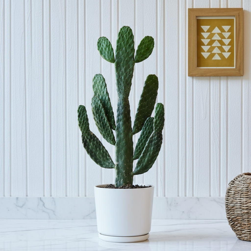 Opuntia Consolea in White Ceramic Pot 30 - 40cm - Greensouq - 
