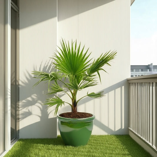 Washingtonia Robusta "Mexican Fan Palm" Small in Rolled Rim Pot - Greensouq - 