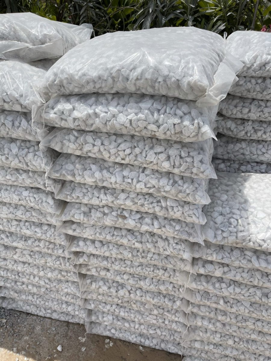 White Marble Gravel 1 - 2cm 20kg Bag Garden Marble Gravel, Best Garden Ground Cover - Greensouq - 