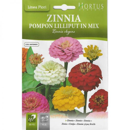 Pompon Lilliput Seeds Mix "Zinnia Pompon Lilliput in Mix" Premium Quality Seeds by Hortus - Greensouq -